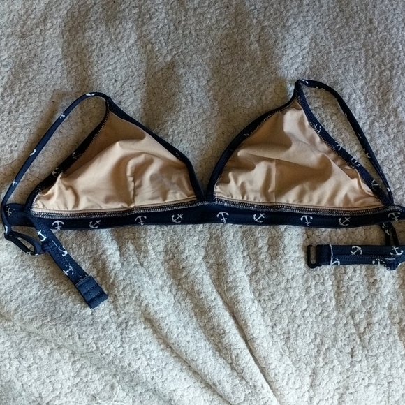 J. CREW Triangle bikini top blue w/ anchors S/M - Picture 3 of 6